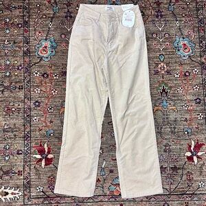 Women's Cream Straight Leg Corduroy Pants